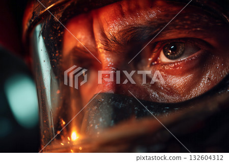Portrait of a man in a protective mask close-up 132604312