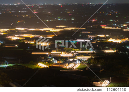 Aichi Prefecture: Illuminated chrysanthemums and a glowing greenhouse at night 132604338