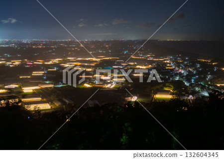 Aichi Prefecture: Illuminated chrysanthemums and a glowing greenhouse at night 132604345