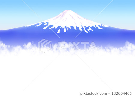 富士山、雲朵和雪的背景插圖 132604465