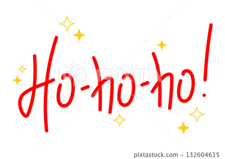 Handwritten Ho ho ho text with stars, symbolizing Christmas cheer and festive spirit, isolated on white background. Handwritten Ho ho ho text with stars, symbolizing Christmas cheer and festive spirit, isolated on white background. 132604615