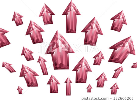Rising red arrow spreading on white background 132605205