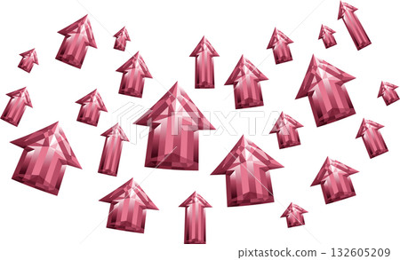 Rising red arrow contracting on white background Rising red arrow contracting on white background 132605209