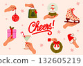 Cheerful Christmas Composition with Holiday Symbols 132605219
