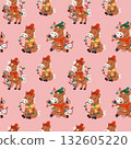 Seamless Christmas Horse Pattern with Holiday Lights 132605220