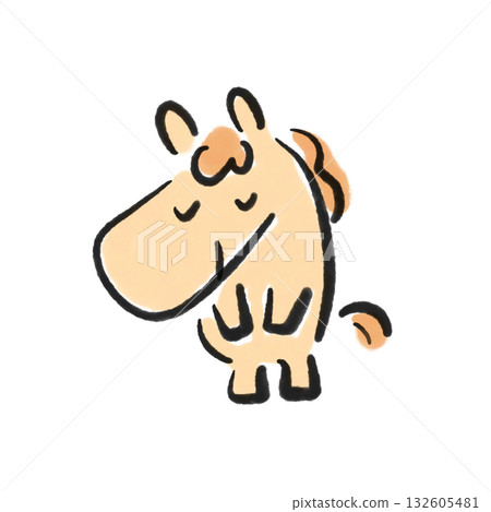 水墨畫鞠躬馬新年賀詞新年素材 手繪 水墨畫鞠躬馬新年賀詞新年素材 手繪 132605481