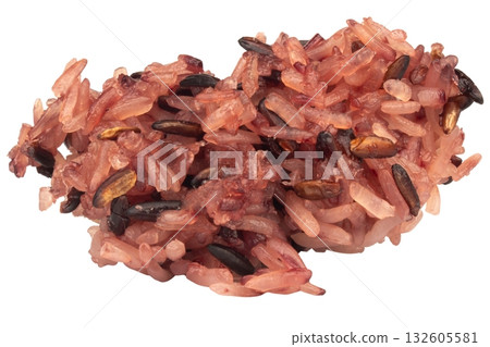 Black sticky rice piece on white background 132605581