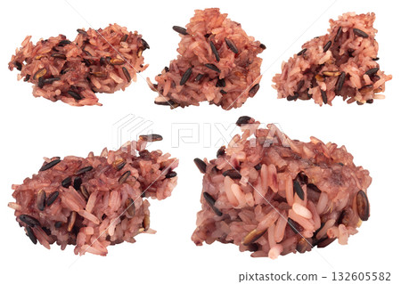 Black sticky rice piece on white background 132605582