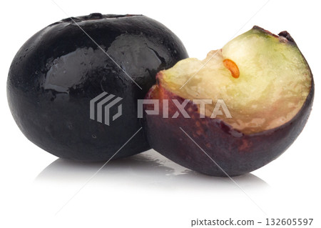 blueberry cut slice half on a white background 132605597