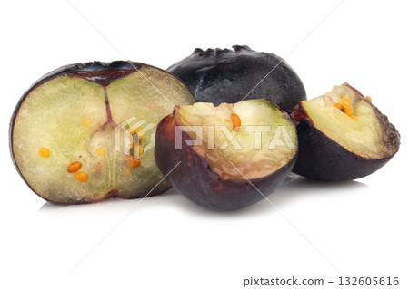 blueberry cut slice half on a white background 132605616