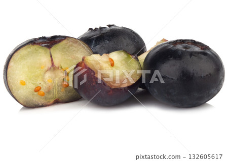 blueberry cut slice half on a white background 132605617