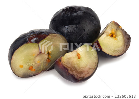 blueberry cut slice half on a white background 132605618