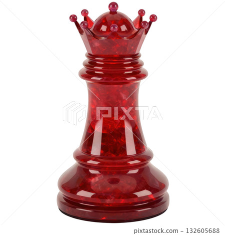 Elegant red queen chess piece for game of strategy. powerful and luxurious symbol on transparency background Elegant red queen chess piece for game of strategy. powerful and luxurious symbol on transparency background 132605688