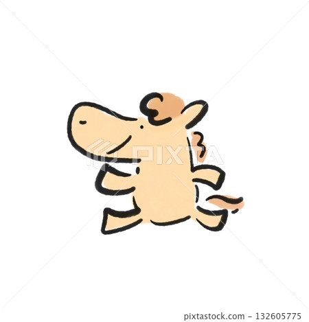 Smiling running horse character dash New Year's material hand-drawn ink painting Smiling running horse character dash New Year's material hand-drawn ink painting 132605775
