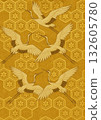 Tortoiseshell and diamond pattern with crane design 132605780