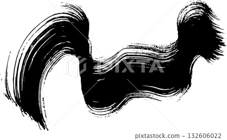 Real Ink Hand Drawn Dry Brush Grunge Wave Stroke Texture 132606022