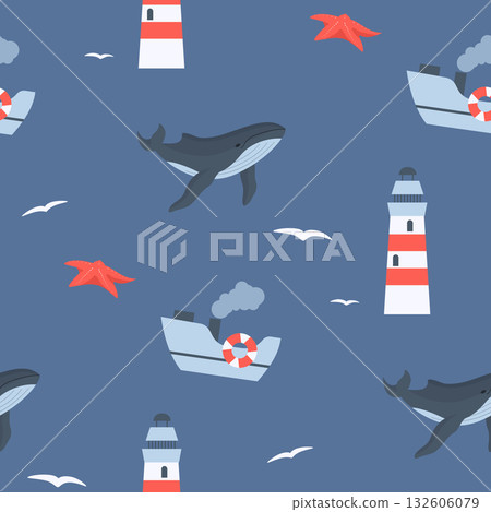 marine seamless pattern marine seamless pattern 132606079