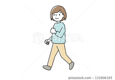 一位女士精神抖擻地走著 132606165