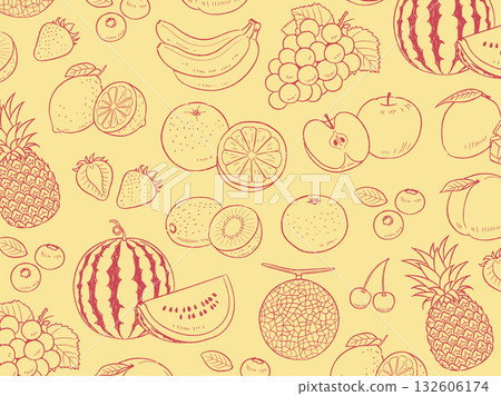 Hand-drawn fruit background material_vector illustration 132606174