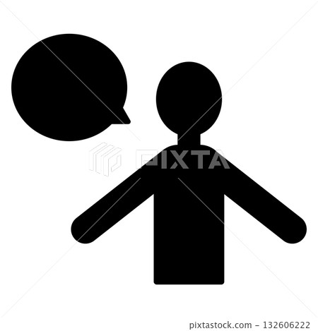 Simple illustration of a human upper body and speech bubble Simple illustration of a human upper body and speech bubble 132606222