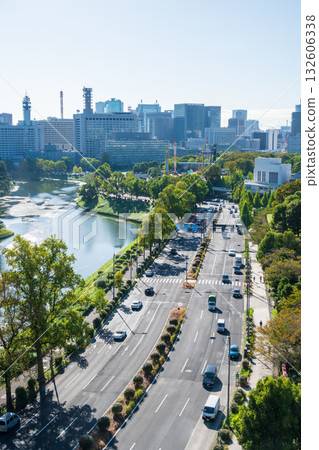The view from the accommodation located in front of Hanzomon Gate of the Imperial Palace, adjacent to the National Theater 132606338