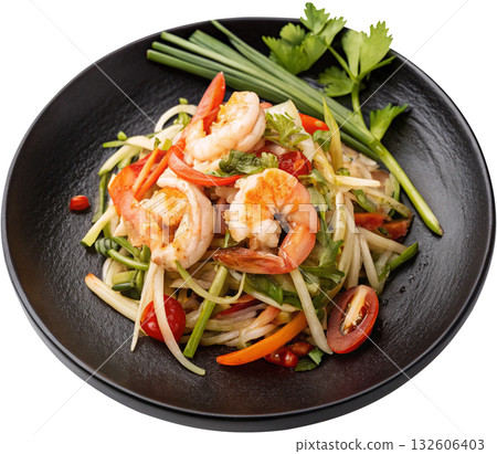 spicy seafood salad with shrimp and vegetables spicy seafood salad with shrimp and vegetables 132606403
