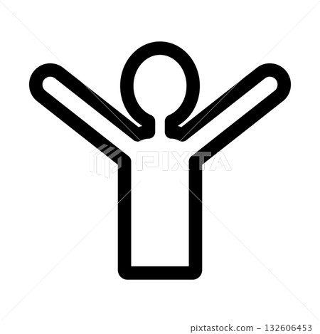 Illustration of a human upper body raising both hands 132606453