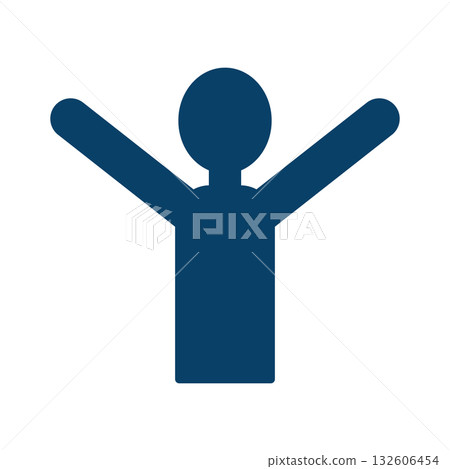 Illustration of a human upper body raising both hands 132606454