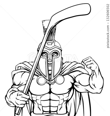 Spartan Trojan Man Ice Hockey Team Sports Mascot Spartan Trojan Man Ice Hockey Team Sports Mascot 132606502