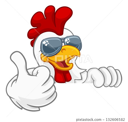 Chicken Rooster Cockerel Bird Sunglasses Cartoon 132606582