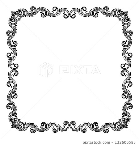 Filigree Heraldic Crest Motif Floral Pattern Frame 132606583
