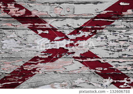 Flag of Alabama painted on a wooden board Flag of Alabama painted on a wooden board 132606788
