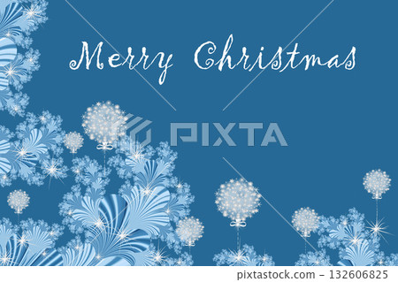 Merry Christmas and Happy New year with fractal embellishment, winter card concept Merry Christmas and Happy New year with fractal embellishment, winter card concept 132606825