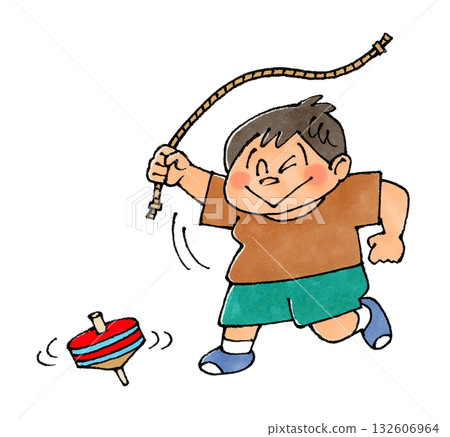 男孩在轉陀螺 132606964