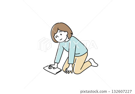 一個女人用布緊握 132607227