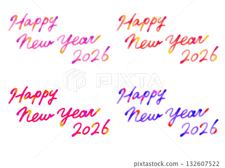 水彩風格鮮豔漸層2026年新手寫字體插圖 132607522