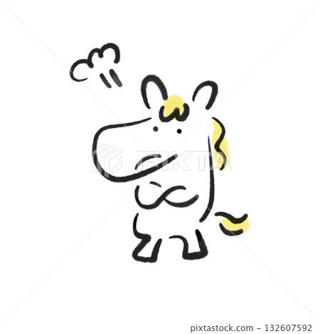 Angry White Horse New Year's Material Sumi-e Angry White Horse New Year's Material Sumi-e 132607592