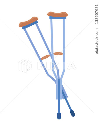 Pair of Blue Crutches for Mobility Assistance and Support Pair of Blue Crutches for Mobility Assistance and Support 132607621
