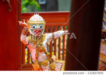 Thai Khon Mask Dance Performance Thai Khon Mask Dance Performance 132607895