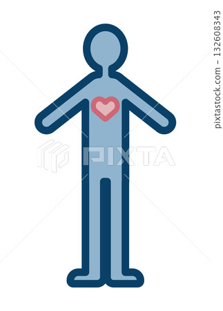 人體和心臟簡圖 132608343