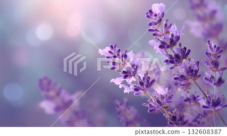 Soothing purple lavender fields in early summer 132608387