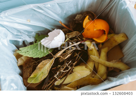 plastic trash bin with food waste kitchen 132608403