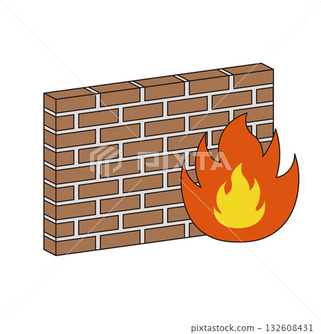 防火牆圖示/防火牆安全防護概念/網路防禦符號影像 132608431