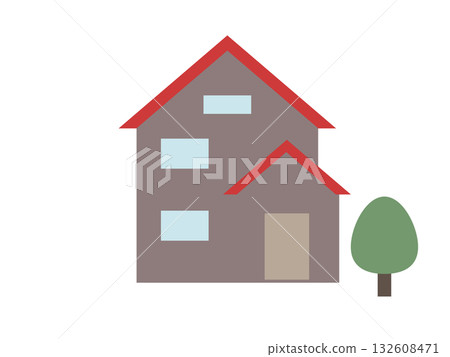 一個紅色屋頂房子的例證 一個紅色屋頂房子的例證 132608471