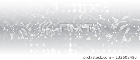 Modern Technology and scientific banner or header. Wireframe connected neural network 132608486