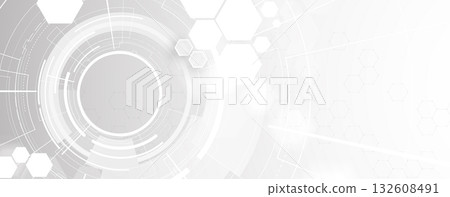 Modern Technology and scientific banner or header. Wireframe connected neural network 132608491