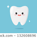 Cute tooth cartoon illustration showing healthy and shiny white teeth 132608696
