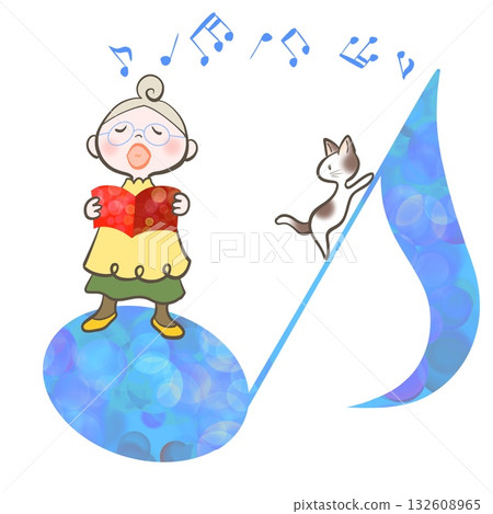 Senior with musical notes 132608965