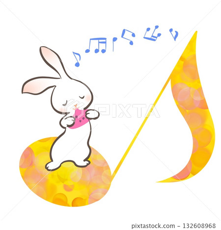 Musical Notes and Ocarina Rabbit 132608968