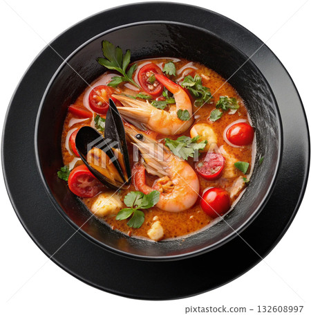 delicious seafood soup italian food 132608997
